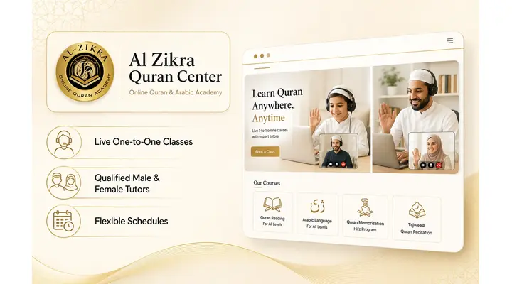 A student taking a live one-to-one online Quran class